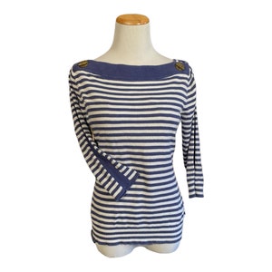 Vintage 1960s Ralph Lauren Sailor Knit Top, Woman&#39;s Small to Medium
