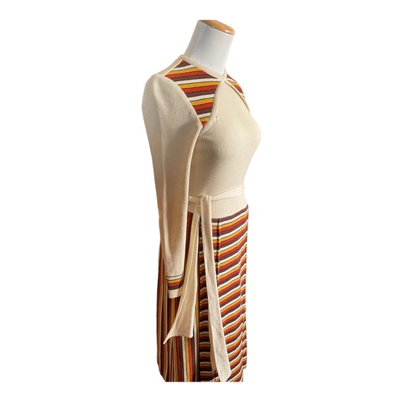 Vintage 1970s Knit Sunset Striped Long Sleeve Max… - image 3