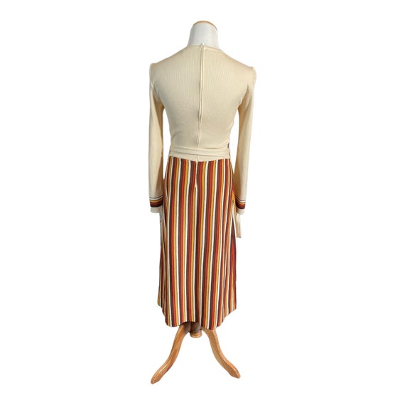 Vintage 1970s Knit Sunset Striped Long Sleeve Max… - image 7