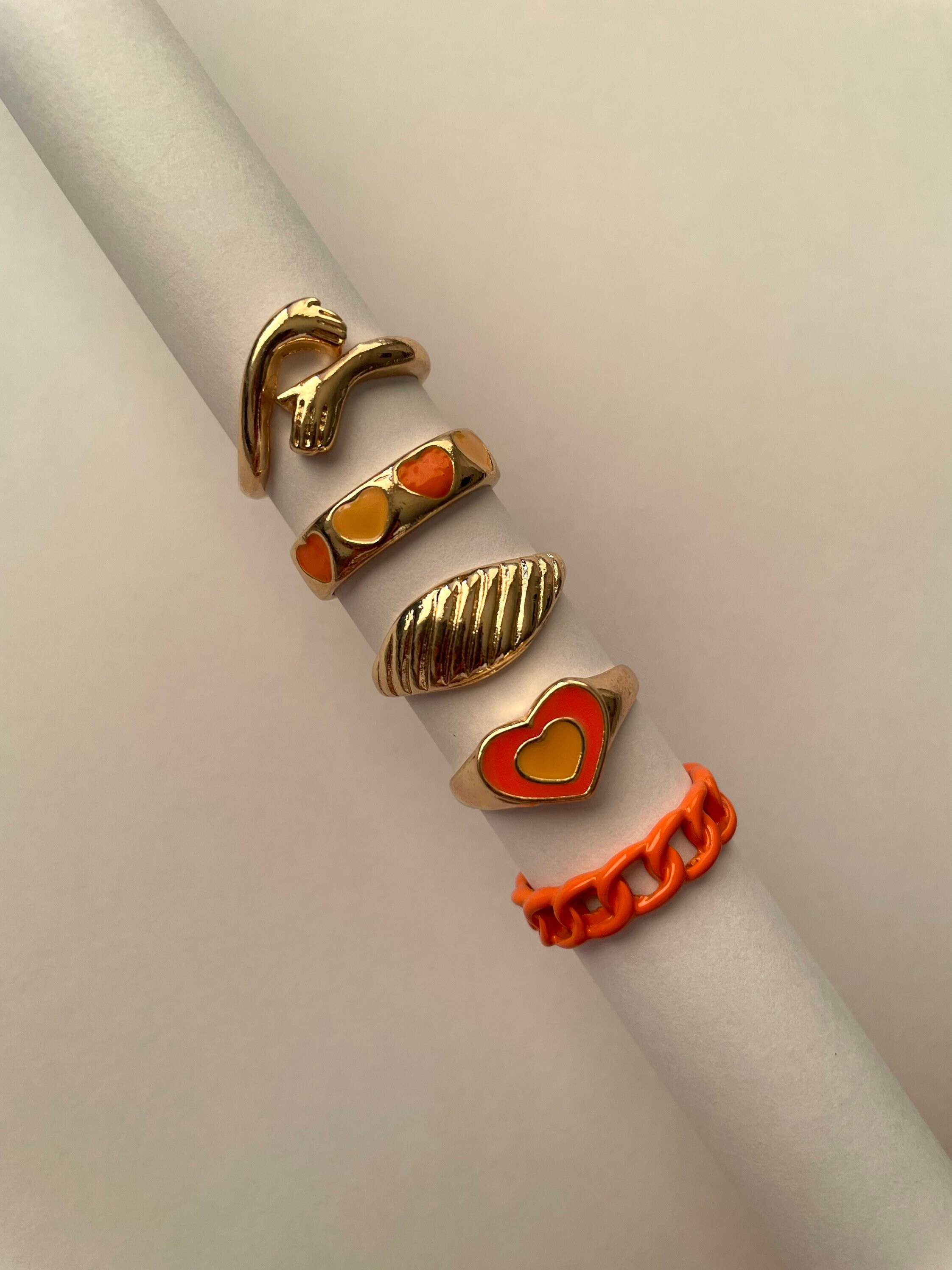 Stackable Rings Set of 6 * Y2K Retro Boho Chunky Rings * Acryl Resin ...
