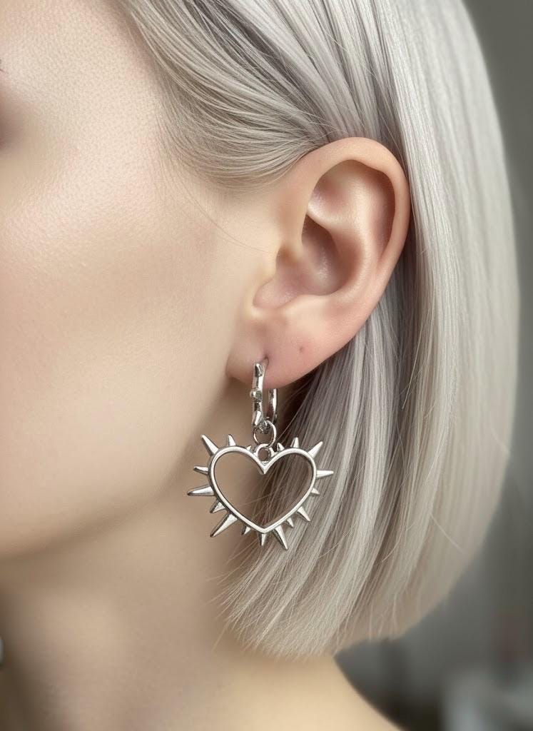 Orecchini Cuore Anatomico Oro Su Argento Sterling, Orecchini Cuore - Foto 3