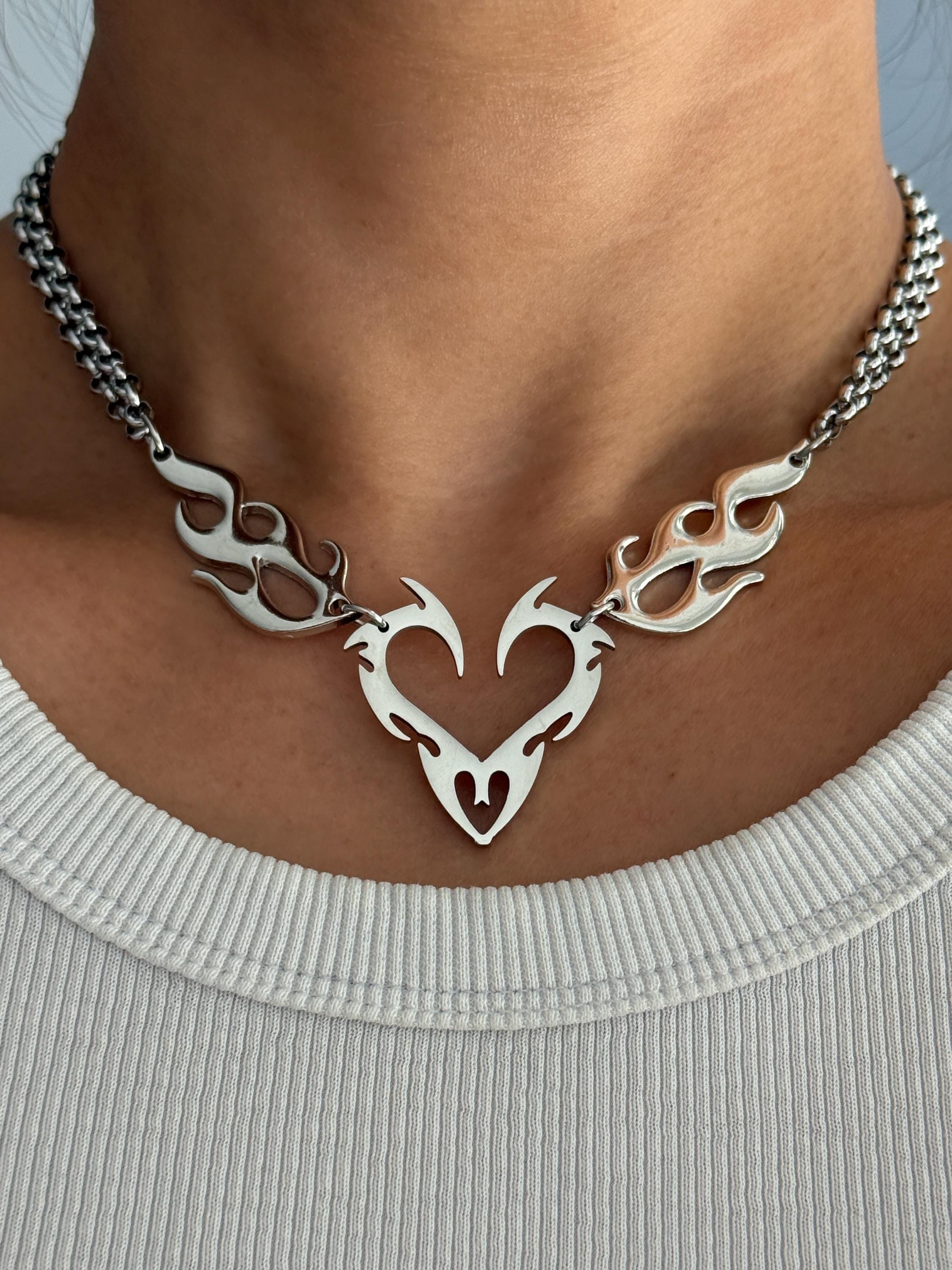 Cyber Sigilism Heart Necklace - Etsy