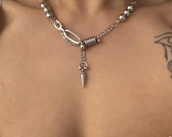 Naszyjnik z kolcami | Biżuteria gotycka ze stali nierdzewnej 316L