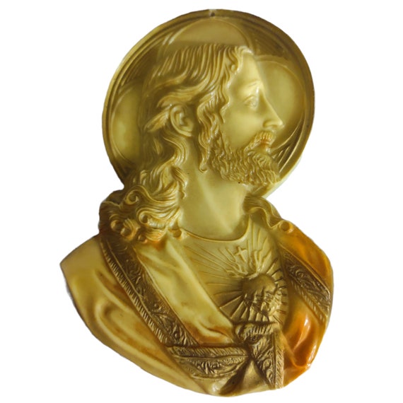 Vintage Hartland Plastics Jesus Christ Sacred Heart Plaque Etsy