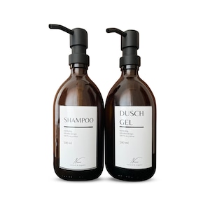Soap Dispenser Set of 2 Pump Bottle | Brown glass soap dispenser | Shower gel, shampoo, lotion, dish soap | Refillable Sustainable | DIY Upcycling