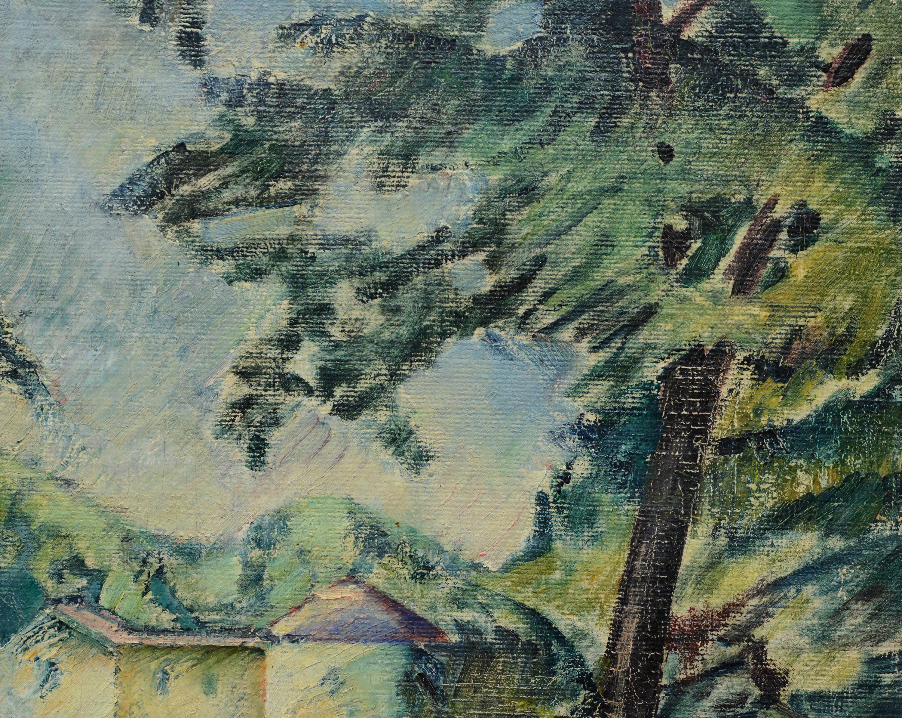 1915年 スウェーデンのポスト印象派による油絵「公園の風景
