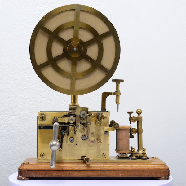 Late 19th Century Antique Ericsson Mahogany and Brass Morse Telegraph Register