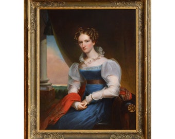 American artist Portrait German lady 19th century Oil painting by J. Eichholtz