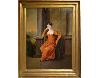 early 19C oil antique Noble lady by german bavarian master of court portraits