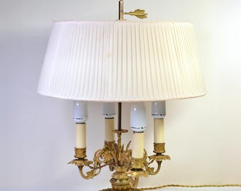 Bouillotte French Lamp Gild Bronze 4 lights Flora Motive Empire Style
