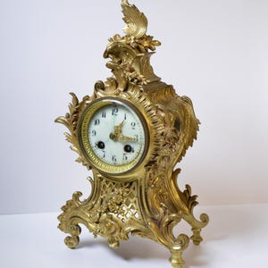 Antique French Japy Freres Gilt Bronze Rococo Clock 19th century
