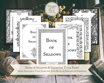 Book of Shadows Title Page, Grimoire Title Page, Printable Title Page, Witch Printables, Title Page, Grimoire Printables