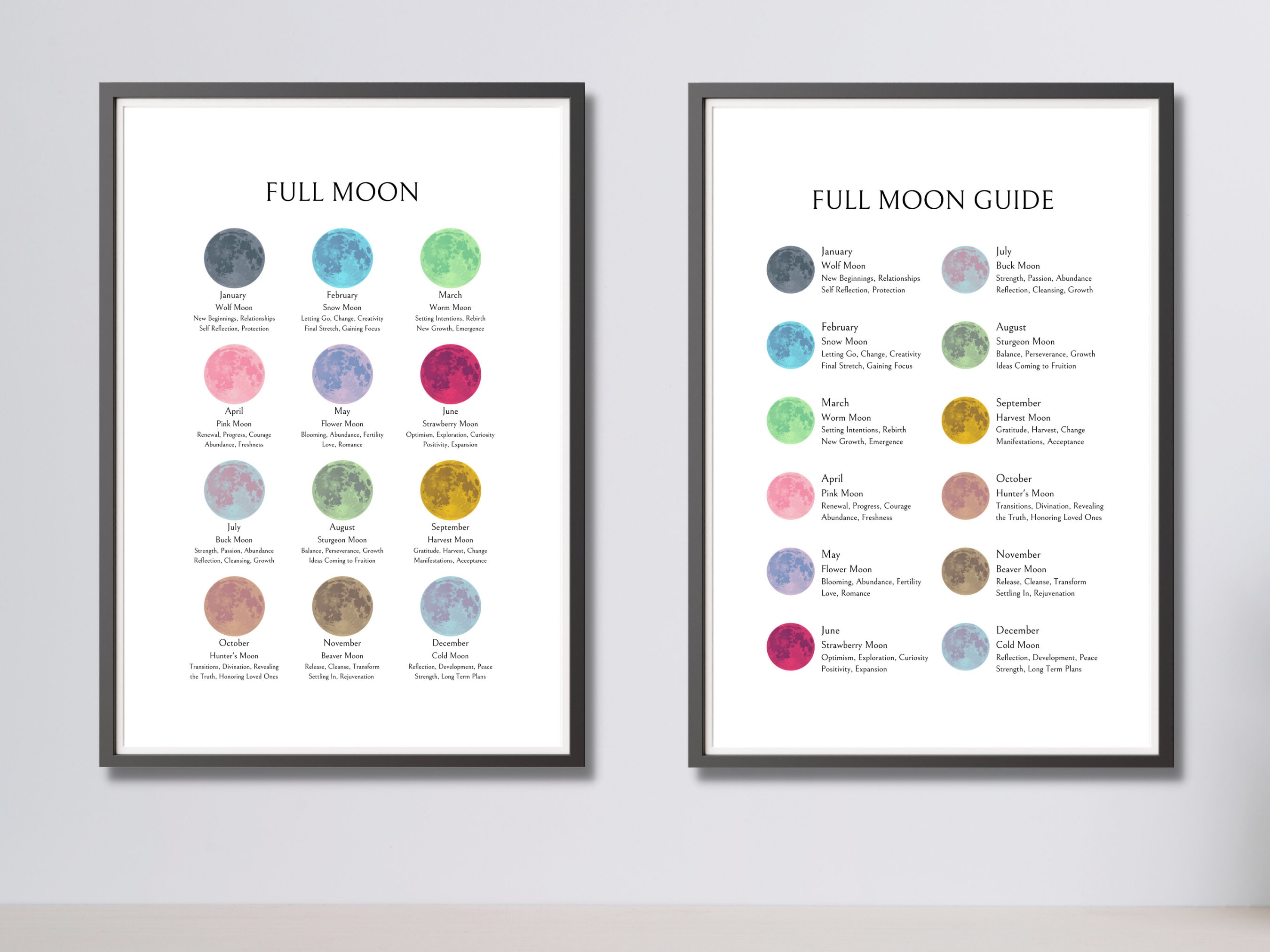 Printable Full Moon Wall Art, Eclectic Printable Art, Witch Printable, Colorful Printables, Full ...