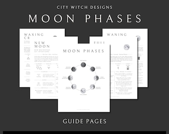 Moon Phases Guide: Lunar Correspondence, Grimoire Pages (Digital Download)