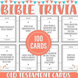Trivia della Bibbia Carte dell'Antico Testamento/Trivia della Bibbia/Domande sulla Trivia della Bibbia stampabile/Giochi della Bibbia della Chiesa/Gioco di carte cristiano stampabile