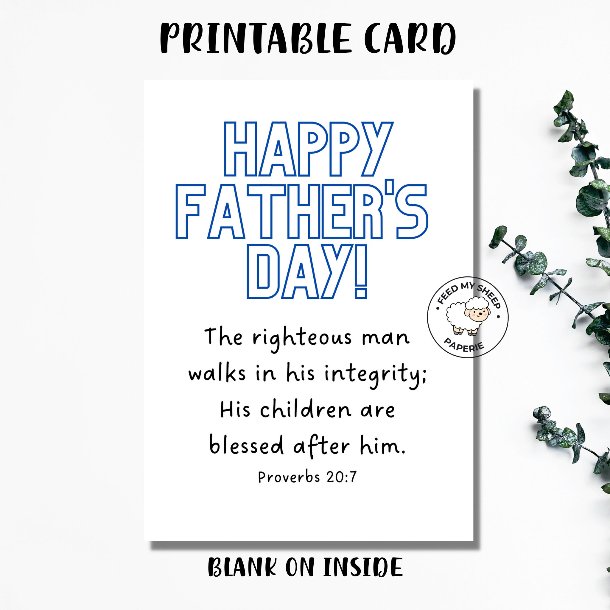 HAPPY FATHERS DAY Card | Printable Fathers Day Bible Verse Card ...