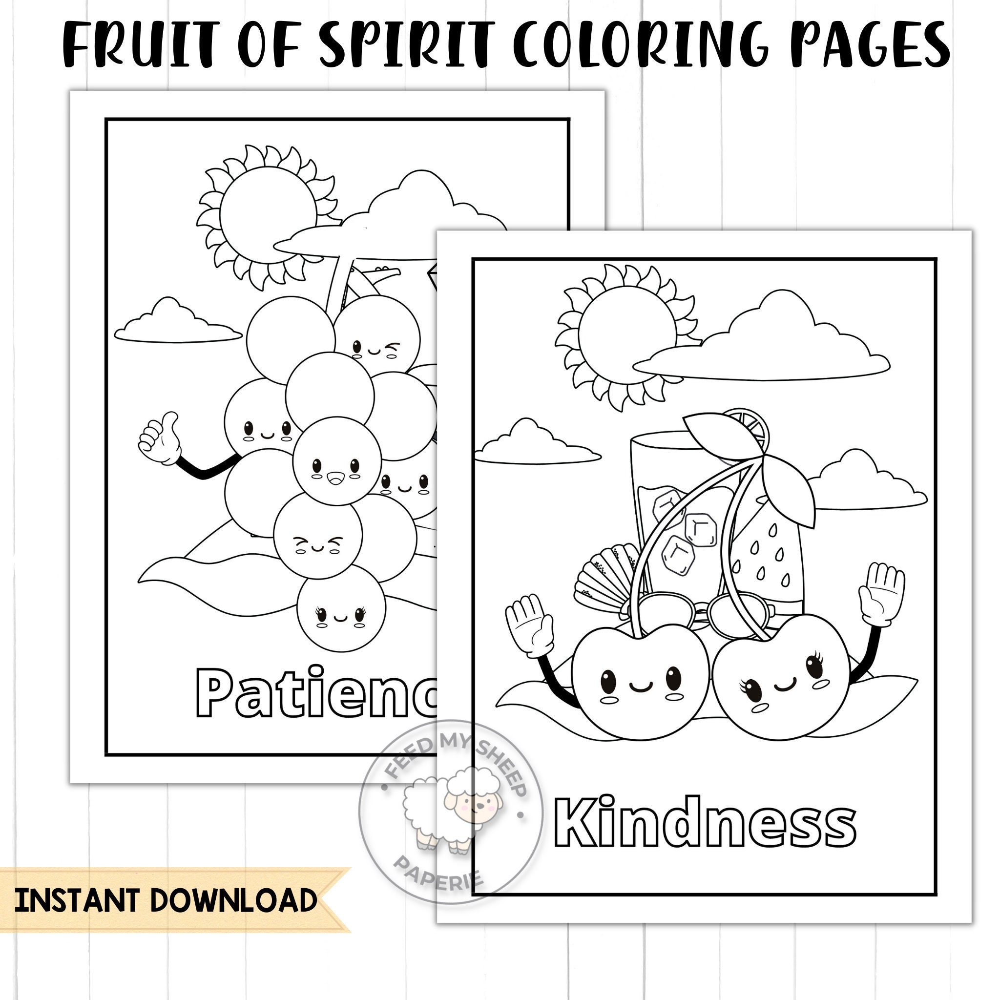PRINTABLE FRUIT of the SPIRIT Bible Story Coloring Pages Bible Activity