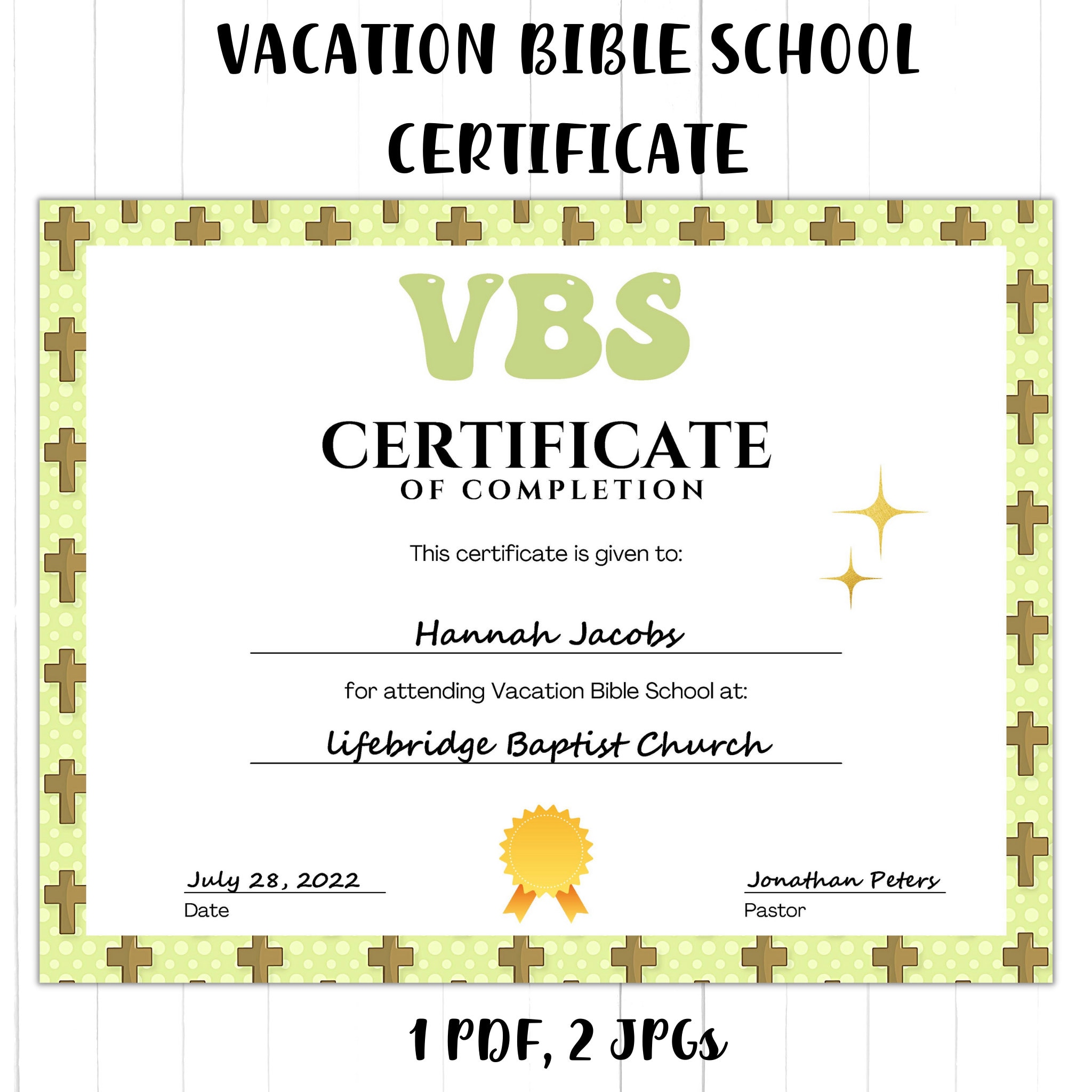 VBS Certificate | Vacation Bible School Certificate of Completion | VBS ...