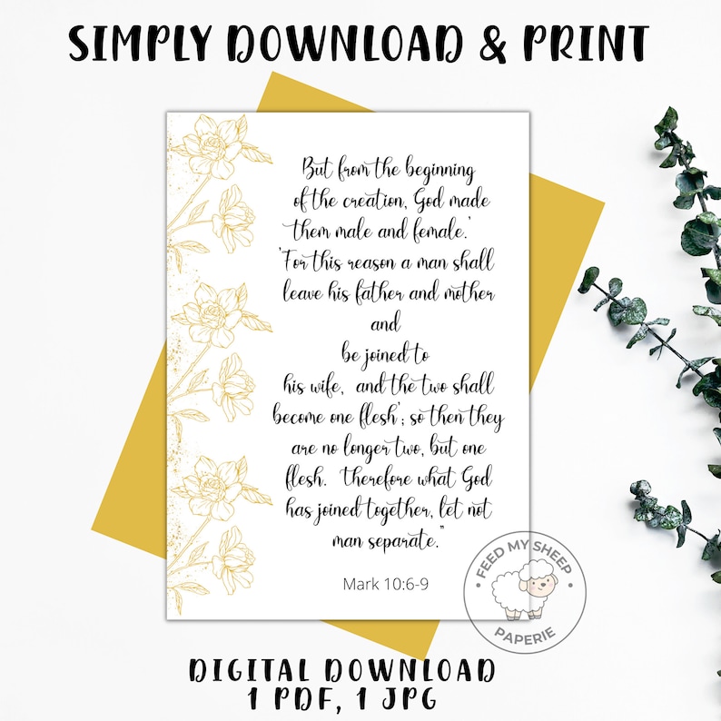 Christian Wedding Card Printable Wedding Card Christian Wedding Gift ...