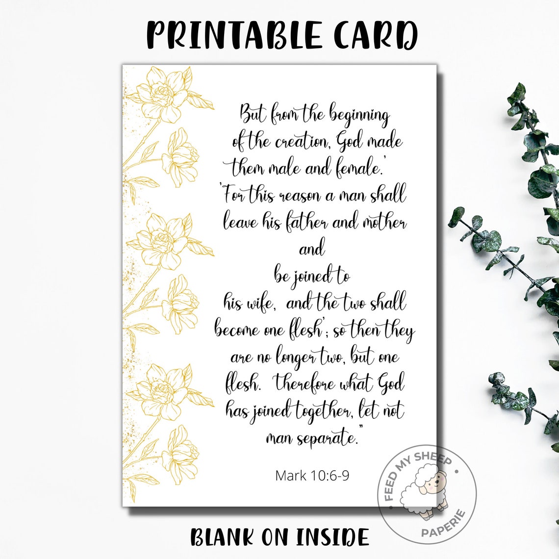 Christian Wedding Card Printable Wedding Card Christian Wedding Gift ...