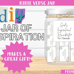 DIY JAR of INSPIRATION | Printable Scripture Jar | Christian Gift for Women | Inspiring Bible Verses | Devotional Gift | God&#39;s Inspirations