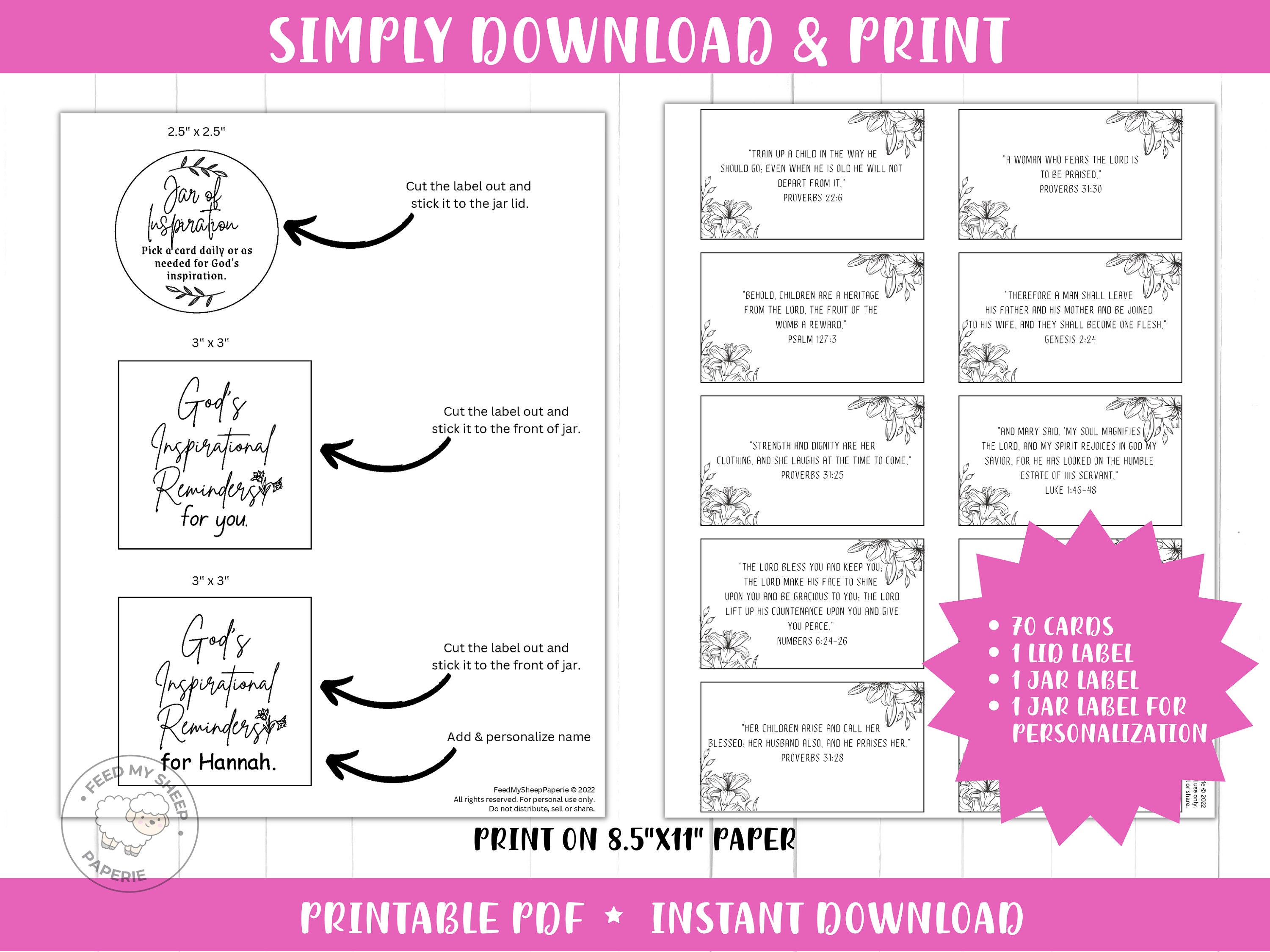 DIY JAR of INSPIRATION | Printable Scripture Jar | Christian Gift for ...