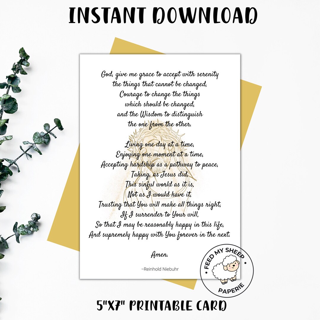 Sobriety Card Printable Serenity Card Recovery Card Serenity Prayer ...