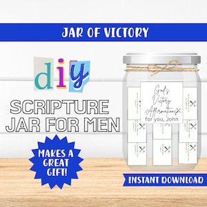 Pot de versets bibliques | POT DIY | Cadeau biblique chrétien pour encouragement | Jarre biblique imprimable | Cadeau chrétien pour homme | Cartes bibliques