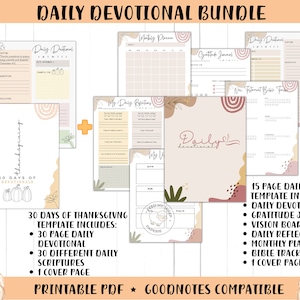 DAILY DEVOTIONAL BUNDLE | 30 Days of Thanksgiving | Printable Daily Devotional | Daily Devotional | Goodnotes Journal | Instant Download