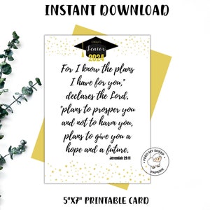 TARJETA DE GRADUACIÓN / Tarjeta cristiana de graduación / Tarjeta de graduación significativa / Descarga instantánea de 5" x 7"