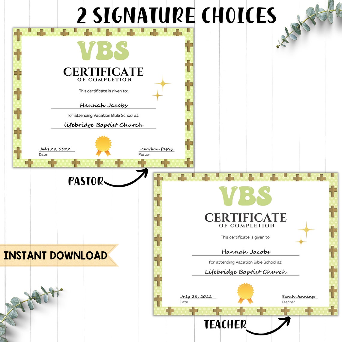 VBS Certificate of Completion: Editable Printable Template (instant ...