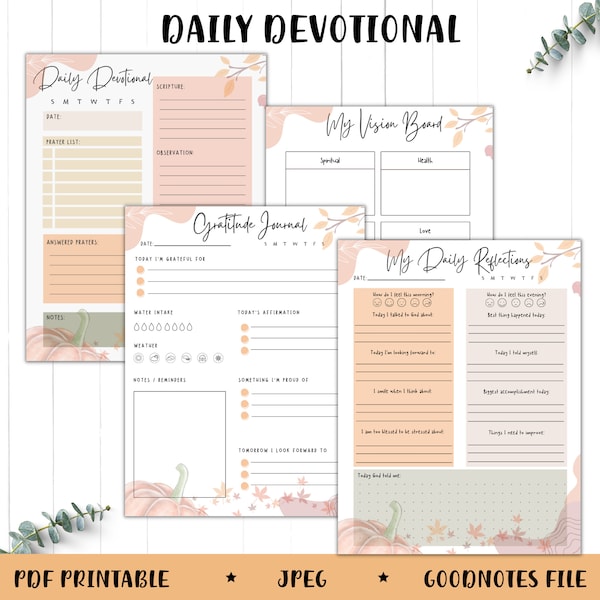 FALL DAILY DEVOTIONAL | Printable Daily Devotional | 8.5" x 11" Daily Devotional | Autumn Goodnotes Journal | Instant Download