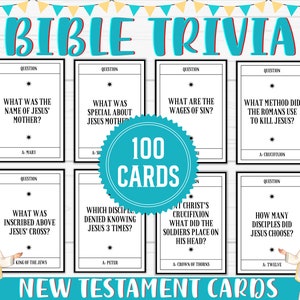 Bible Trivia New Testament Cards | Bible Trivia Questions | Printable Bible Trivia Cards | Church Bible Games | Printable Christian Games