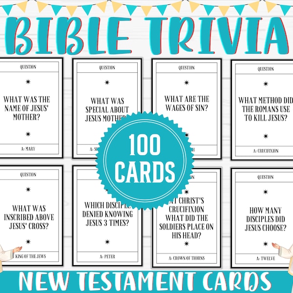 New Testament Bible Trivia Cards Bible Trivia Questions Printable 