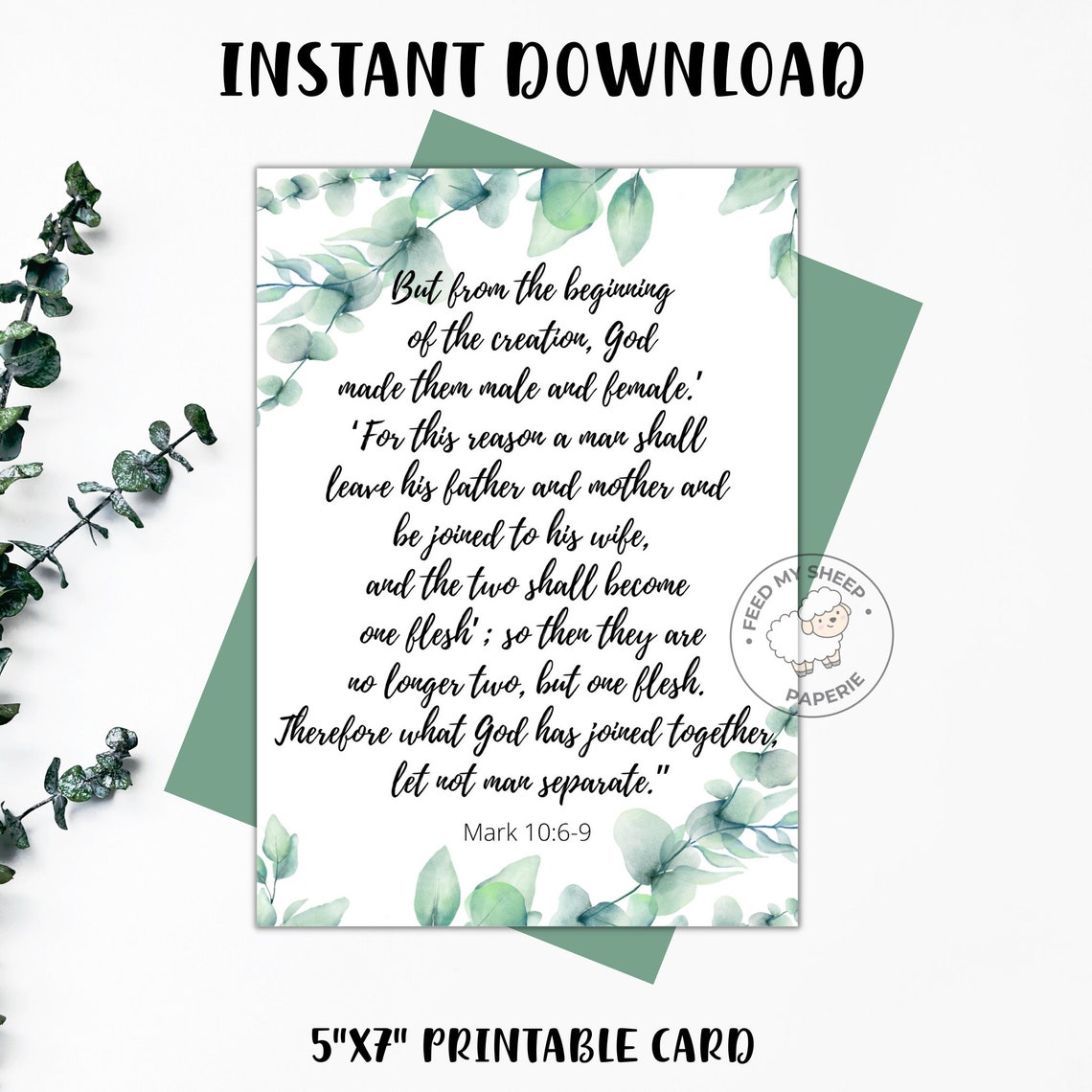 Printable Christian Wedding Card Wedding Card 5x7 Wedding Card Instant ...