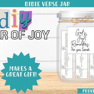 Bible Verse Jar | DIY JAR of JOY | Christian Gift for Encouragement | Printable Scripture Jar | Christian Gift for Prayer | Scripture Cards