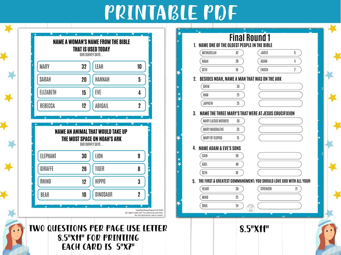 BIBLE FRIENDLY FEUD Bible Trivia Game Night Fun Feud for Etsy