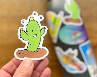 Cactus Sticker, Happy Succulent Sticker, Vinyl sticker, Water Resistant Sticker, WaterBottle Sticker, Car Sticker, Laptop Sticker