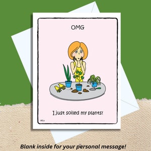 Funny card for plant lover, gift for gardener, single card or boxed set of 8 note cards, succulent card, blank inside, cute garden card