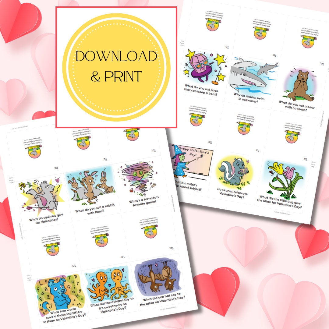 12 Printable JOKES Valentines Funny Kids Valentines Classroom ...