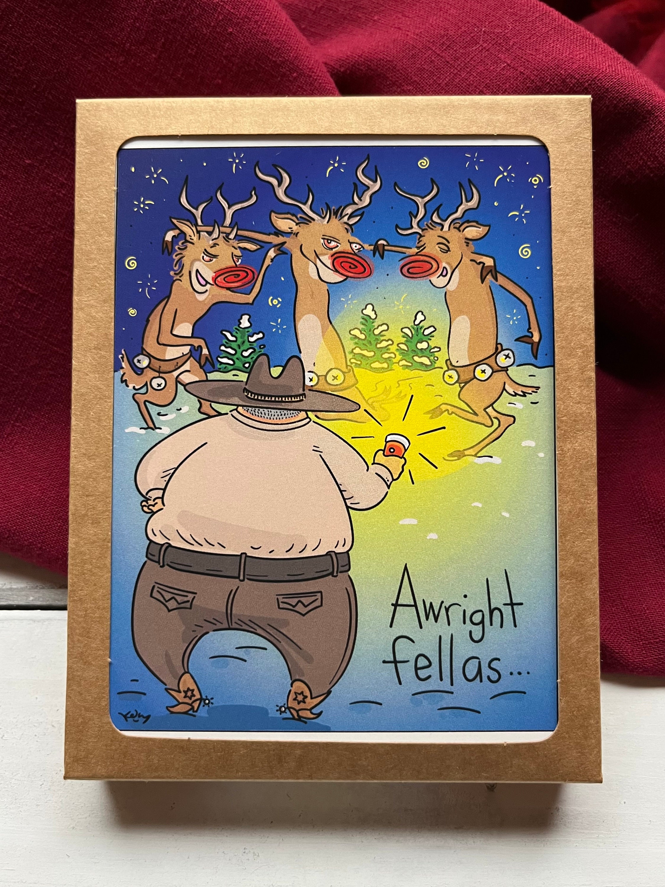 Christmas Card Ruddph Funny Christmas Card, Rudolph & Friends Are ALL Red-nosed Set of 10 ...