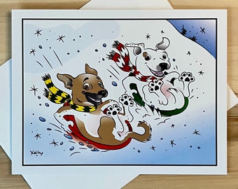 Fun Dog Card for Any Occasion; Note Card Blank Inside; Card For Adults and Children; Illustrated note card