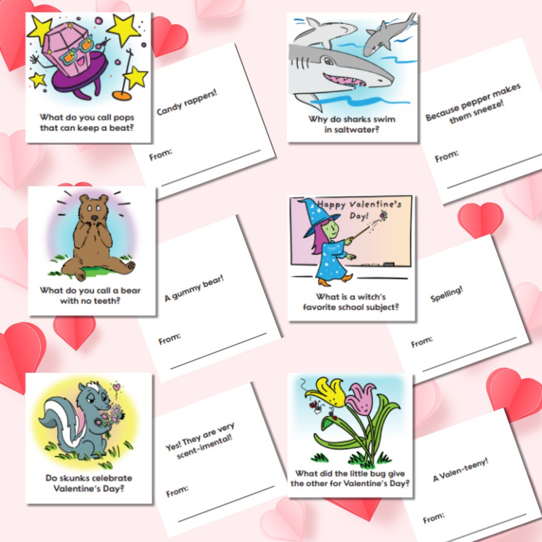 12 Printable JOKES Valentines Funny Kids Valentines Classroom ...