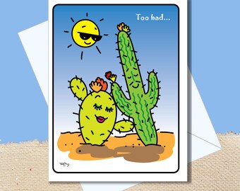 Cute "I Love You" Card, Whimsical Card for Him or Her, Cactus Love