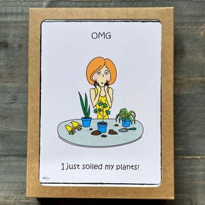 Gift idea for plant lover; Gift for gardener; single card or boxed set of 8 note cards; succulent card, cute garden card; blank inside