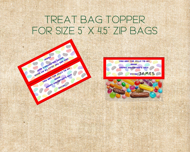 Jelly Bean Valentine Treat Bag Toppers and Valentine Cards Etsy
