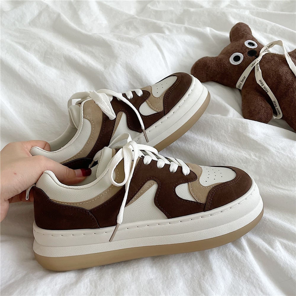 Brown White Sneakers - Etsy
