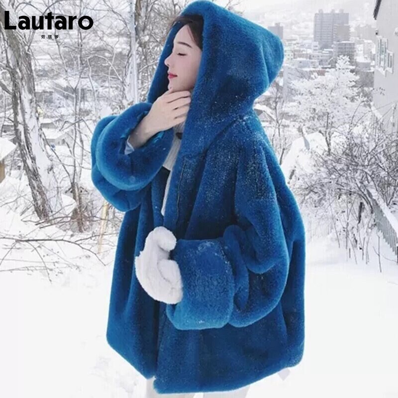 Blue Faux Fur Coat - Etsy