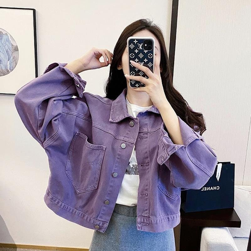 jaket jeans lilac