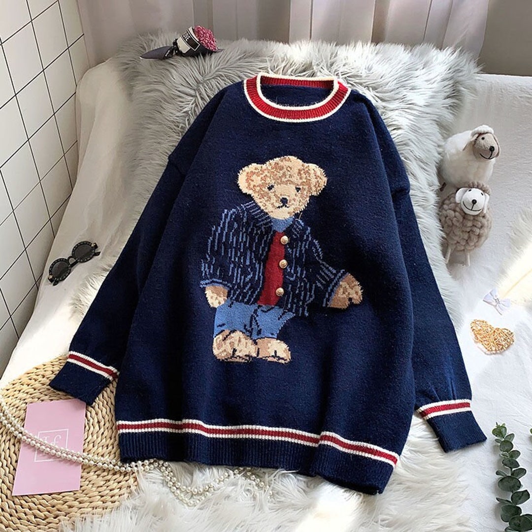 Autumn Winter Women's Vest Japanese Style Cartoon Bear - Etsy